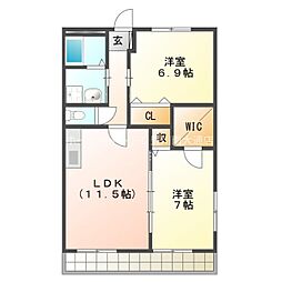ブロードタウン大崎F 2LDKの間取図画像