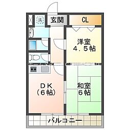 フリベール高見 2DKの間取図画像