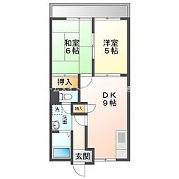 パークハイツ今泉B 2DKの間取図画像