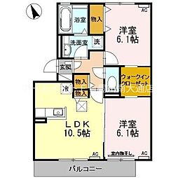 エスペランサA 2LDKの間取図画像