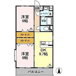 サンルミエール 2DKの間取図画像
