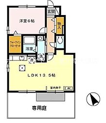 グランモア新豊B 1LDKの間取図画像