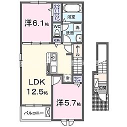 アルコバレーノ曙 2LDKの間取図画像