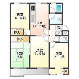 ゴールデンハウス小坂井 4DKの間取図画像