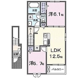 グランフェリシア1 2LDKの間取図画像