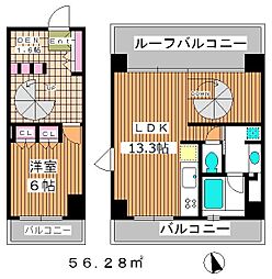 レヴィーガときわ台crob 1LDKの間取図画像