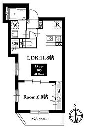 板橋区蓮根1丁目マンション 1LDKの間取図画像