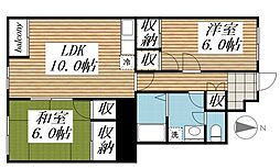 サンライズ'97 2LDKの間取図画像