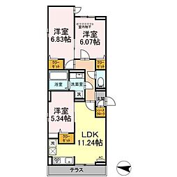 アナシエ赤塚 3LDKの間取図画像