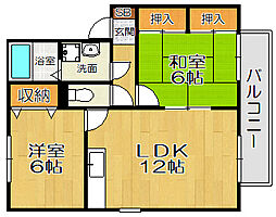 カーサ・ピッコラ 2LDKの間取図画像
