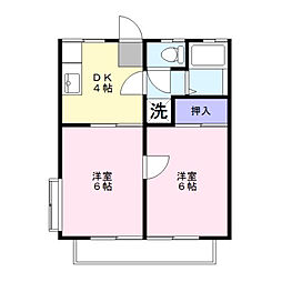 プリムヴェール益子 2Kの間取図画像