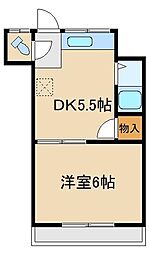 富士見荘 1DKの間取図画像