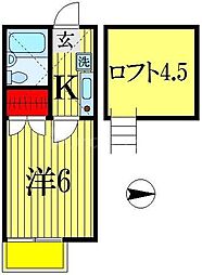 JR総武線 西船橋駅 徒歩9分の賃貸アパート 2階1Kの間取り