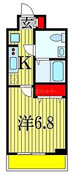 JR総武線 下総中山駅 徒歩4分の賃貸マンション 5階1Kの間取り