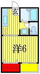 JR総武線 津田沼駅 徒歩15分の賃貸アパート 2階1Kの間取り