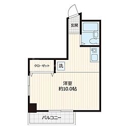 JR総武線 船橋駅 徒歩4分の賃貸マンション 3階ワンルームの間取り