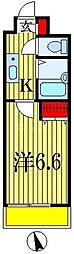 JR総武線 船橋駅 徒歩9分の賃貸マンション 6階1Kの間取り