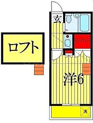 京成松戸線 薬園台駅 徒歩11分の賃貸アパート 2階1Kの間取り