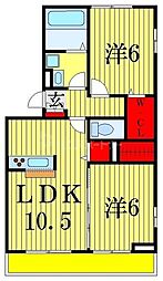 JR総武線 本八幡駅 徒歩13分の賃貸アパート 1階2LDKの間取り