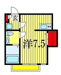 JR総武線 船橋駅 徒歩9分の賃貸アパート 3階ワンルームの間取り