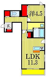 東京メトロ東西線 原木中山駅 徒歩2分の賃貸マンション 1階1LDKの間取り