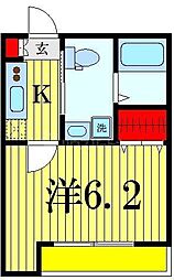 JR総武線 船橋駅 徒歩20分の賃貸アパート 1階1Kの間取り