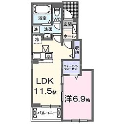 JR武蔵野線 船橋法典駅 徒歩19分の賃貸アパート 1階1LDKの間取り