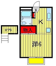 JR総武線 下総中山駅 徒歩9分の賃貸アパート 2階1Kの間取り