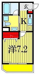 JR総武線 東船橋駅 徒歩14分の賃貸アパート 2階1Kの間取り