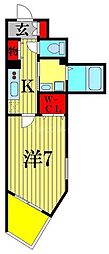 JR総武線 西船橋駅 徒歩7分の賃貸マンション 4階1Kの間取り