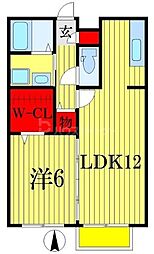 JR総武線 西船橋駅 徒歩10分の賃貸アパート 2階1LDKの間取り