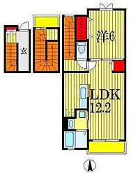 JR総武線 下総中山駅 徒歩7分の賃貸アパート 3階1LDKの間取り