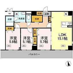 東葉高速鉄道 西船橋駅 徒歩4分の賃貸マンション 4階3LDKの間取り