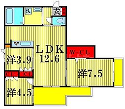 メゾンシンフォニー 3LDKの間取図画像