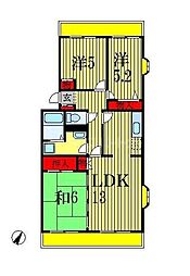 グリーンシャンテ 3LDKの間取図画像