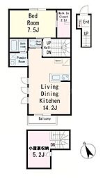 市川市鬼高2丁目アパート 1LDKの間取図画像