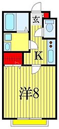 ローズコート 1Kの間取図画像
