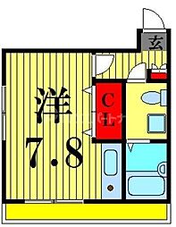 レジデンスいちかわ 2階ワンルームの間取り