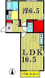 セジュールウィット氷川 1階1LDKの間取り