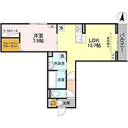ルベルコート 1LDKの間取図画像