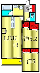 リアン八潮 2LDKの間取図画像