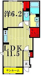 アルバヴィラ 1階1LDKの間取り