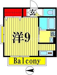 グランデ大西 2階1Kの間取り