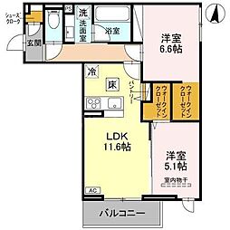 fortuna duo 2階2LDKの間取り