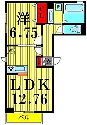 ル・ベリエ 2階1LDKの間取り