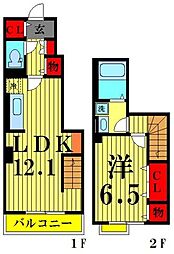 ＢＬＥＳＳ草加松原B棟 1階1LDKの間取り