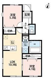 リーブルファイン八潮南川崎III 1階2LDKの間取り