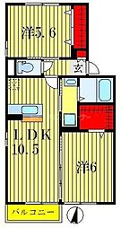 パストラル　Ａ 1階2LDKの間取り