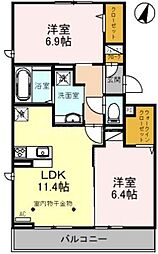 エクレール 2LDKの間取図画像