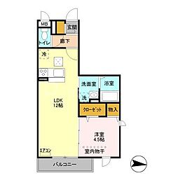 ラシュエット 1LDKの間取図画像